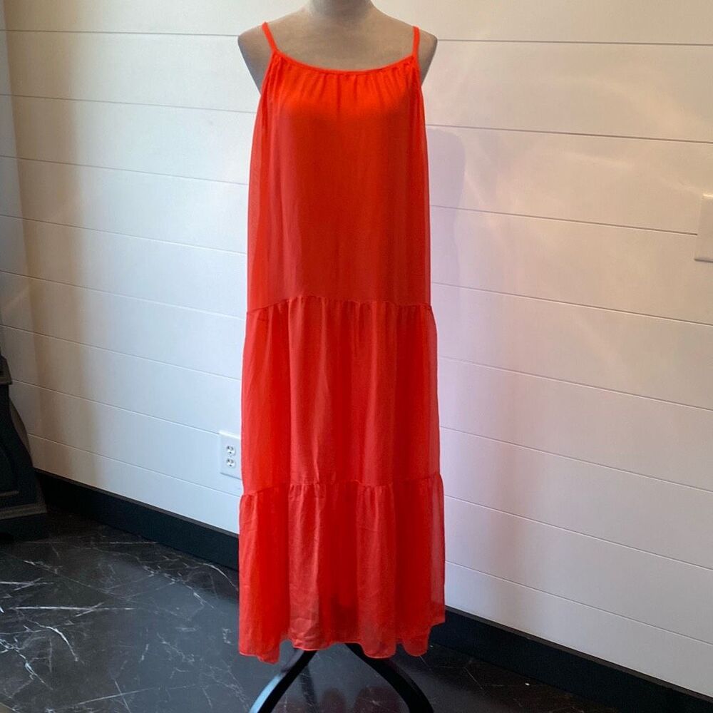 Bellambra ITALY Silk Blend Maxi Dress size Medium Orange Tiered NWT /0307